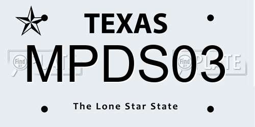 MPDS03 Texas License Plate