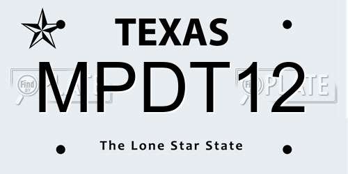 MPDT12 Texas License Plate