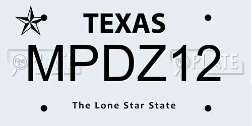 MPDZ12 Texas License Plate