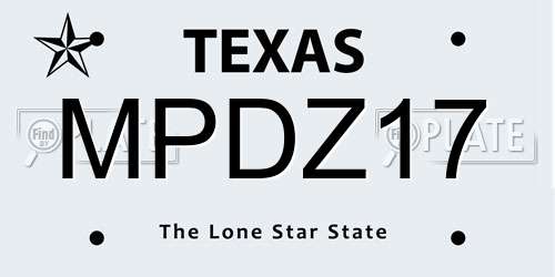 MPDZ17 Texas License Plate