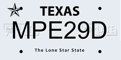 MPE29D Texas License Plate