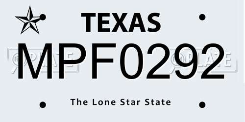 MPF0292 Texas License Plate