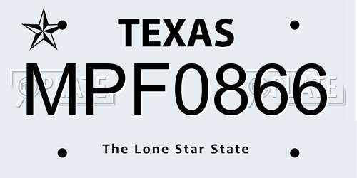 MPF0866 Texas License Plate