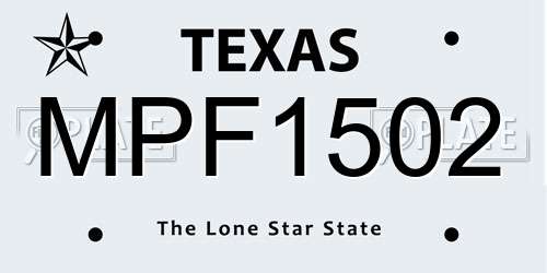 MPF1502 Texas License Plate
