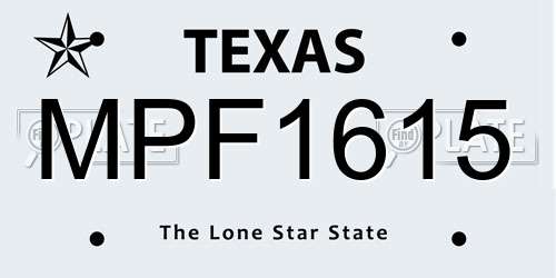 MPF1615 Texas License Plate