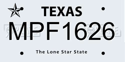 MPF1626 Texas License Plate