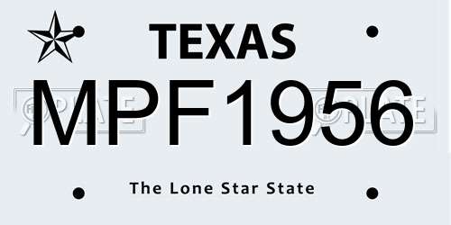 MPF1956 Texas License Plate