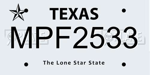 MPF2533 Texas License Plate