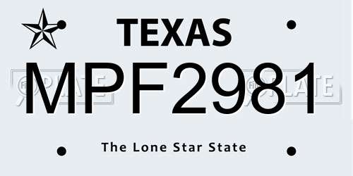MPF2981 Texas License Plate