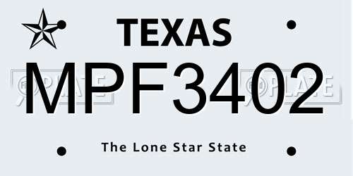 MPF3402 Texas License Plate