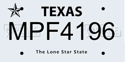 MPF4196 Texas License Plate