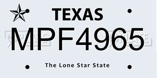 MPF4965 Texas License Plate