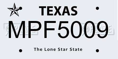 MPF5009 Texas License Plate
