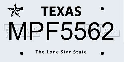 MPF5562 Texas License Plate