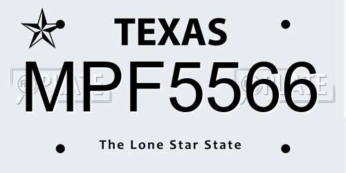 MPF5566 Texas License Plate