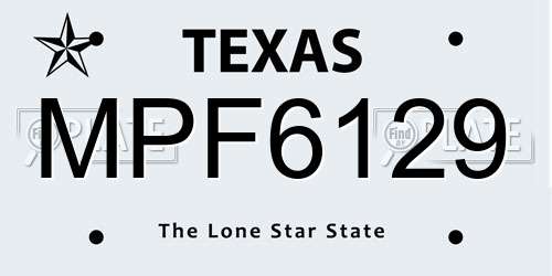 MPF6129 Texas License Plate