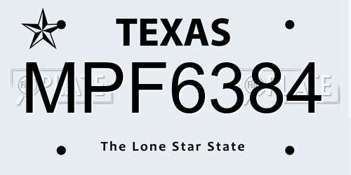 MPF6384 Texas License Plate