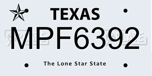 MPF6392 Texas License Plate