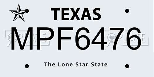 MPF6476 Texas License Plate