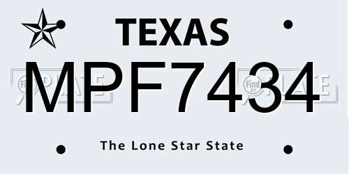MPF7434 Texas License Plate