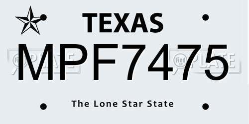 MPF7475 Texas License Plate