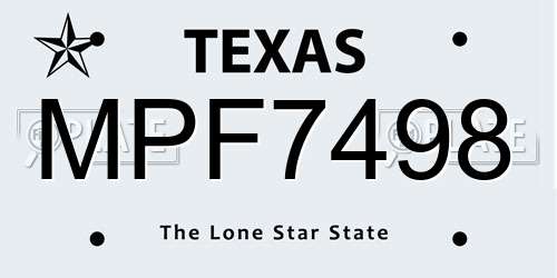 MPF7498 Texas License Plate