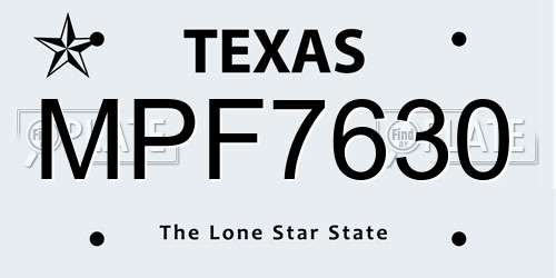 MPF7630 Texas License Plate