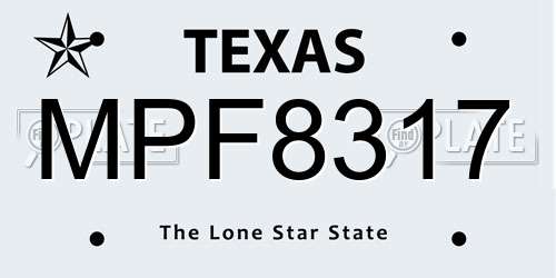 MPF8317 Texas License Plate