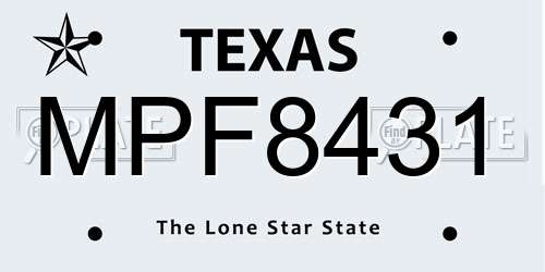 MPF8431 Texas License Plate