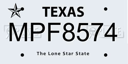 MPF8574 Texas License Plate