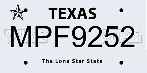 MPF9252 Texas License Plate