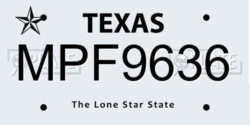 MPF9636 Texas License Plate