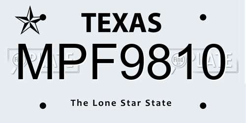 MPF9810 Texas License Plate