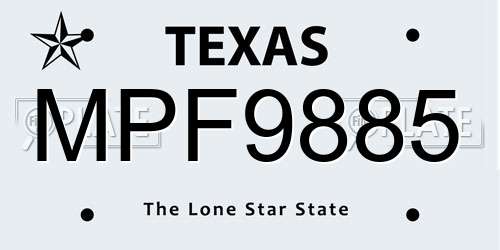MPF9885 Texas License Plate