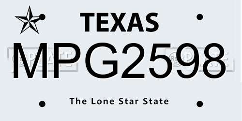 MPG2598 Texas License Plate