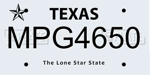 MPG4650 Texas License Plate