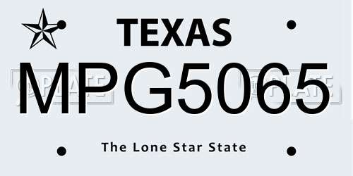 MPG5065 Texas License Plate