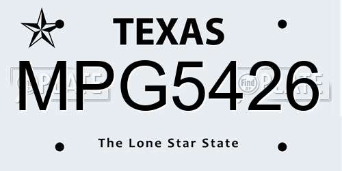 MPG5426 Texas License Plate