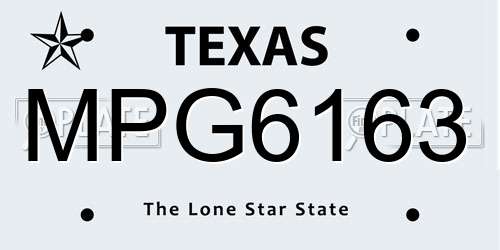 MPG6163 Texas License Plate