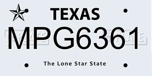 MPG6361 Texas License Plate