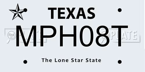 MPH08T Texas License Plate