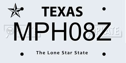 MPH08Z Texas License Plate