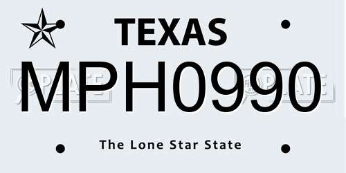 MPH0990 Texas License Plate