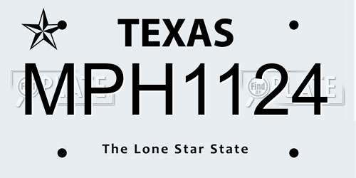 MPH1124 Texas License Plate
