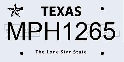 MPH1265 Texas License Plate
