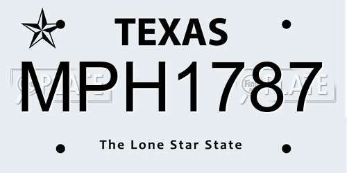 MPH1787 Texas License Plate