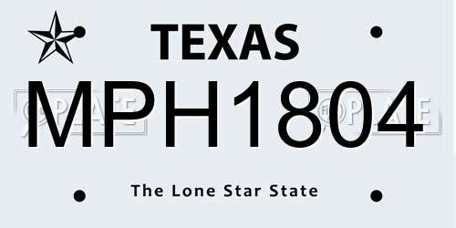 MPH1804 Texas License Plate