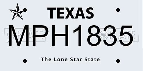 MPH1835 Texas License Plate