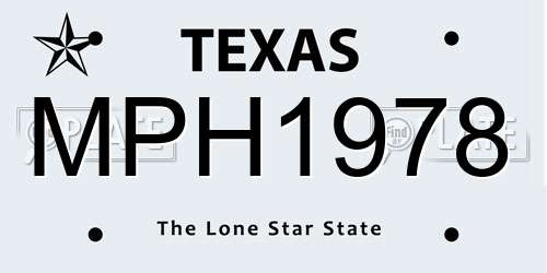 MPH1978 Texas License Plate