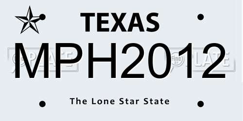 MPH2012 Texas License Plate